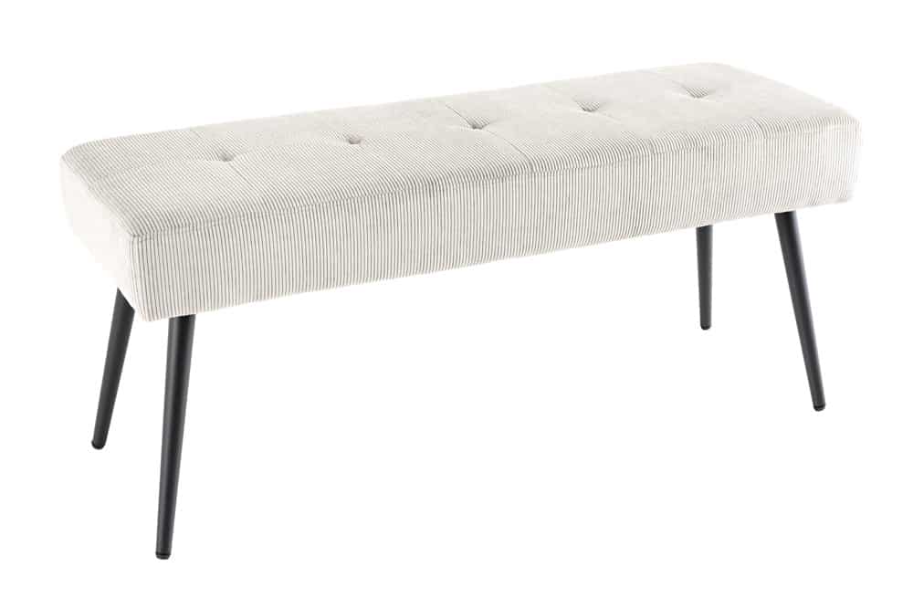 BOUTIQUE Design Sitzbank 100cm beige Cord schwarze Metallbeine Polsterbank