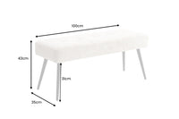 BOUTIQUE Design Sitzbank 100cm beige Cord schwarze Metallbeine Polsterbank