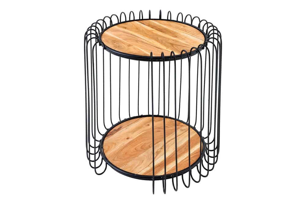 TRUE ELEMENTS Industrial Beistelltisch 50cm natur Akazie Massivholz