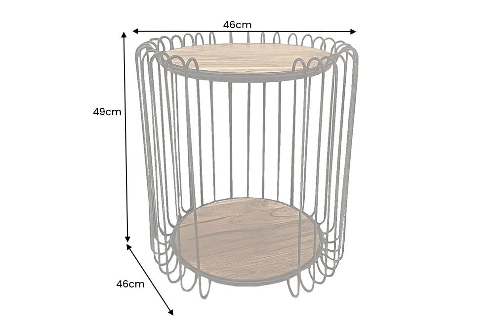 TRUE ELEMENTS Industrial Beistelltisch 50cm natur Akazie Massivholz