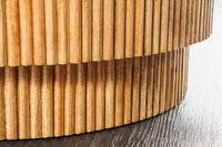 TRES CHIC Runder Couchtisch 60cm weiß Marmor braun Mangoholz mit Stauraum