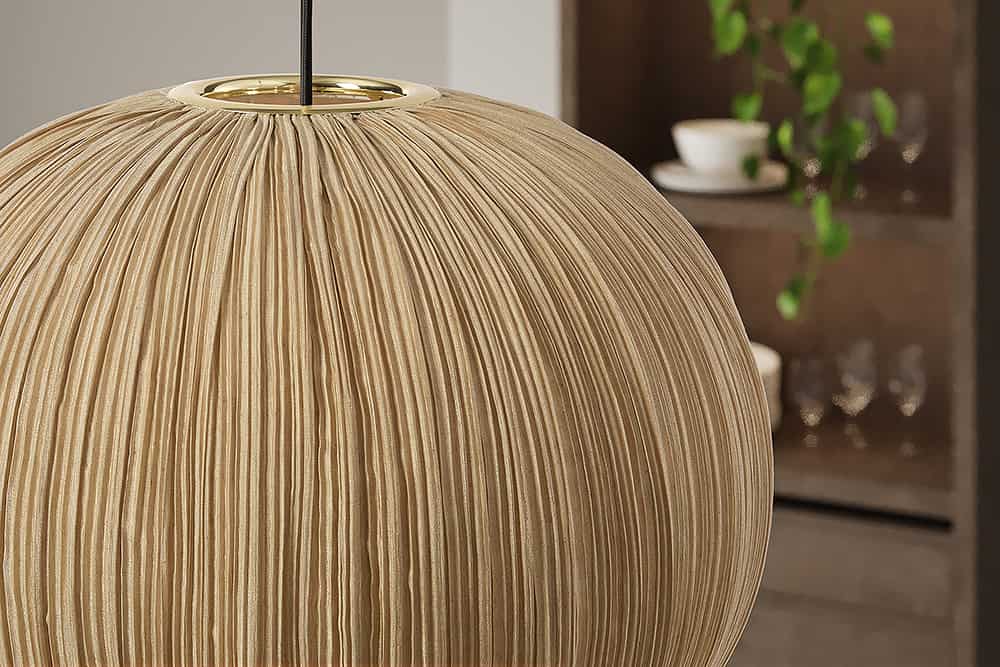 ORGANIC Runde Hängelampe 45cm natur Stoffschirm Boho
