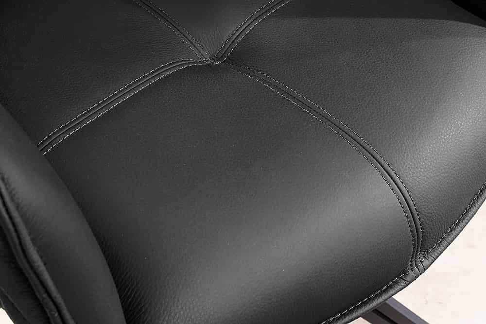 EUPHORIA Drehbarer Design Stuhl Echtleder Metallgestell mit Armlehne