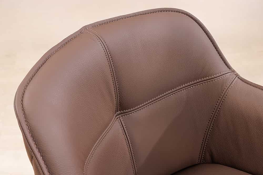 EUPHORIA Drehbarer Design Stuhl Echtleder Metallgestell mit Armlehne