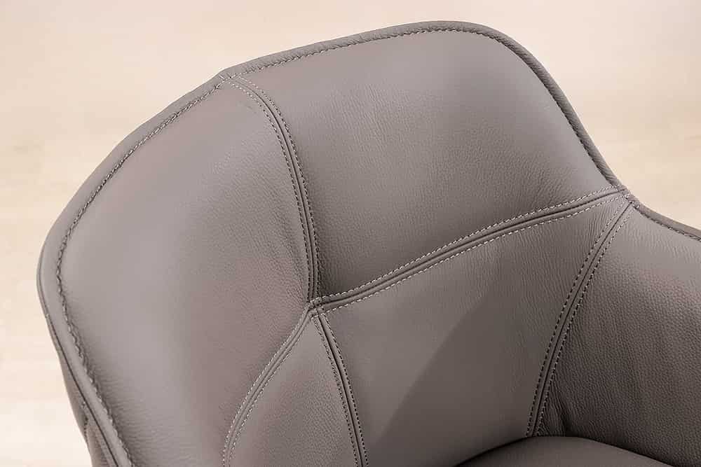 EUPHORIA Drehbarer Design Stuhl Echtleder Metallgestell mit Armlehne