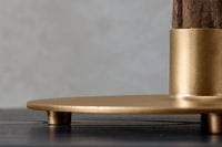 JEWELRY Handgefertigte Tischlampe 75cm schwarz gold natur Eisenholz Massivholz