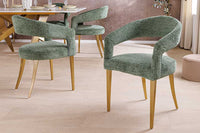 BOUTIQUE Skandinavischer Stuhl Strukturstoff brushed champagner gold Metall