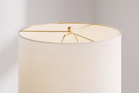 ELEGANCIA Moderne Tischlampe 70cm schwarz gold Keramik rund weißer Stoffschirm