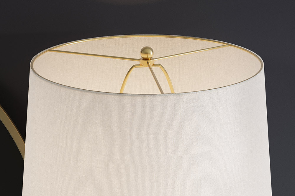 ELEGANCIA Moderne Tischlampe 70cm weiß gold Keramik weißer Leinenschirm