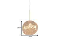 LIQUID DIAMOND Runde Hängelampe 20cm Glas Stahl Kugelleuchte