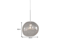 LIQUID DIAMOND Runde Hängelampe 20cm Glas Stahl Kugelleuchte