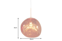 LIQUID DIAMOND Runde Hängelampe 35cm Glas Stahl Kugelleuchte
