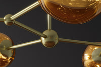 LIQUID DIAMOND Design Hängelampe 100cm Glas Stahl fünf Schirme Kugelleuchte