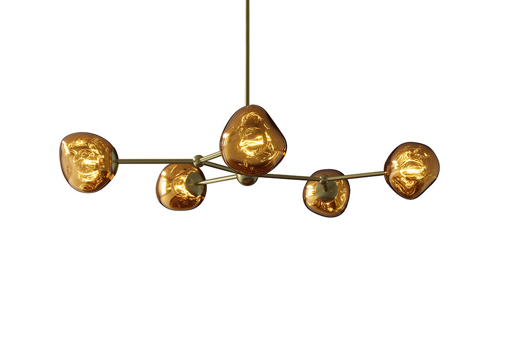 LIQUID DIAMOND Design Hängelampe 100cm Glas Stahl fünf Schirme Kugelleuchte