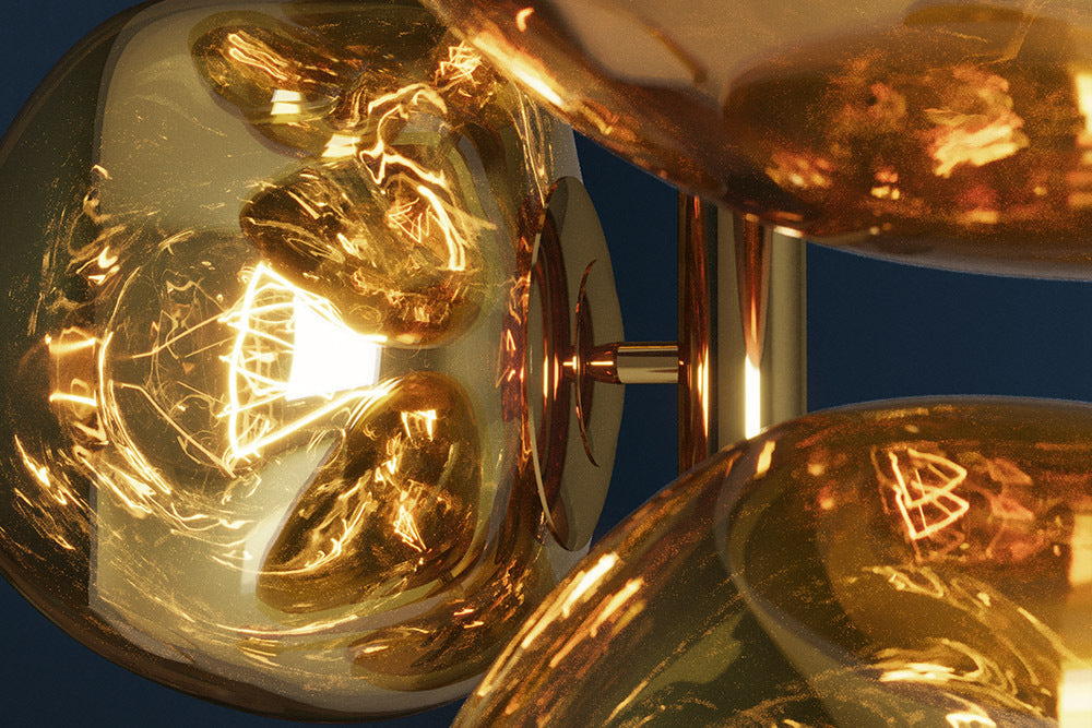 LIQUID DIAMOND Design Stehlampe 170cm Glas Stahl sieben Schirme Kugelleuchte