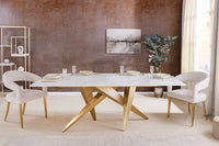 ART LIVING Moderner Couchtisch weiß Marmor Keramik champagner gold brushed