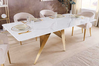 ART LIVING Moderner Couchtisch weiß Marmor Keramik champagner gold brushed
