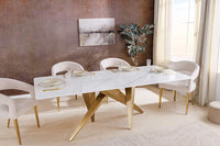 ART LIVING Moderner Couchtisch weiß Marmor Keramik champagner gold brushed