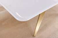 ART LIVING Moderner Couchtisch weiß Marmor Keramik champagner gold brushed