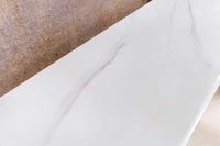 ART LIVING Moderner Couchtisch weiß Marmor Keramik champagner gold brushed