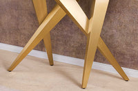 ART LIVING Moderner Couchtisch weiß Marmor Keramik champagner gold brushed