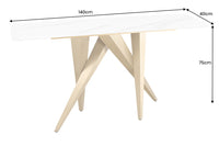 ART LIVING Moderner Couchtisch weiß Marmor Keramik champagner gold brushed