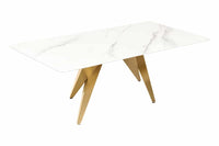 ART LIVING Moderner Couchtisch weiß Marmor Keramik champagner gold brushed