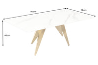 ART LIVING Moderner Couchtisch weiß Marmor Keramik champagner gold brushed