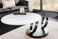 DANCING RINGS Design Couchtisch weiß anthrazit rund drehbar Marmor Keramik schwarz