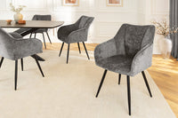 AVIGNON Drehbarer Retro Stuhl Chenille Metallbeine