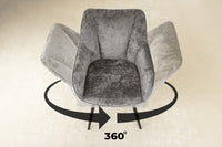 AVIGNON Drehbarer Retro Stuhl Chenille Metallbeine