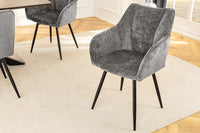 AVIGNON Drehbarer Retro Stuhl Chenille Metallbeine