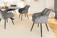 AVIGNON Drehbarer Retro Stuhl Chenille Metallbeine