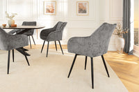 AVIGNON Drehbarer Retro Stuhl Chenille Metallbeine