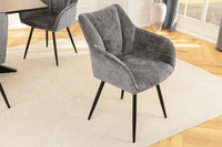 AVIGNON Drehbarer Retro Stuhl Chenille Metallbeine