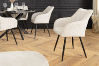 AVIGNON Drehbarer Retro Stuhl Chenille Metallbeine