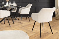 AVIGNON Drehbarer Retro Stuhl Chenille Metallbeine