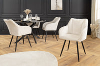 AVIGNON Drehbarer Retro Stuhl Chenille Metallbeine