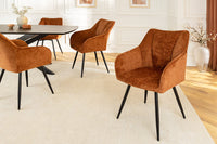 AVIGNON Drehbarer Retro Stuhl Chenille Metallbeine