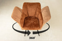 AVIGNON Drehbarer Retro Stuhl Chenille Metallbeine