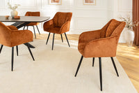 AVIGNON Drehbarer Retro Stuhl Chenille Metallbeine