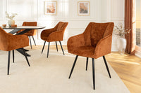 AVIGNON Drehbarer Retro Stuhl Chenille Metallbeine