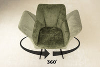 AVIGNON Drehbarer Retro Stuhl Chenille Metallbeine