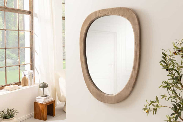 ORGANIC Design Spiegel  105cm natur beige Pinienholz abgerundeter Rahmen Wandspiegel