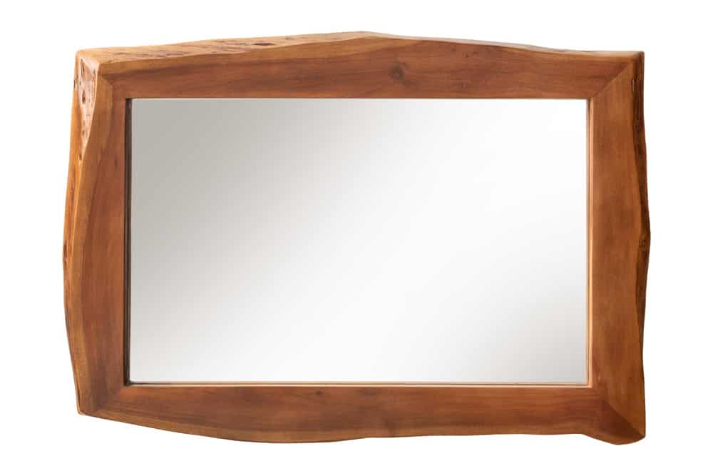 MAMMUT Massiver Spiegel 100cm braun Akazienholz Baumkante Wandspiegel