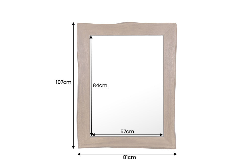 MAMMUT Massiver Spiegel 100cm braun Akazienholz Baumkante Wandspiegel