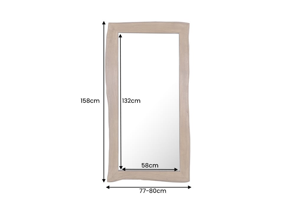 MAMMUT Massiver Spiegel 160cm braun Akazienholz Baumkante Wandspiegel