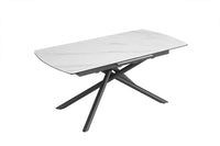 MIKADO Ausziehbarer Esstisch 180-230cm weiß Keramik schwarz Sterngestell