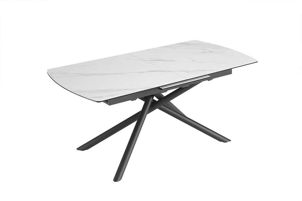 MIKADO Ausziehbarer Esstisch 180-230cm weiß Keramik schwarz Sterngestell