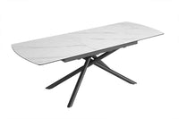 MIKADO Ausziehbarer Esstisch 180-230cm weiß Keramik schwarz Sterngestell